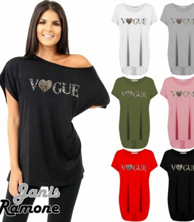 Womens Ladies Vogue Heart Leopard Printed Oversized T-Shirt Casual Baggy Tops