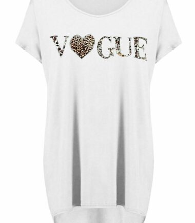 Womens Ladies Vogue Heart Leopard Printed Oversized T-Shirt Casual Baggy Tops