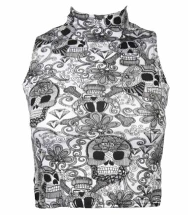 Womens-Ladies-Sleeveless-Polo-Turtle-Neck-Print-Stretch-Crop-Vest-Top-Size-8,14 Womens Ladies Sleeveless Polo Turtle Neck Print Stretch Crop Vest Top Size 8,14