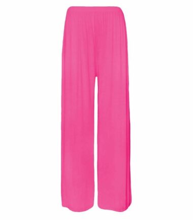 New Womens Ladies Plain Printed Palazzo Trousers Flared Wide Baggy Stretch Pants