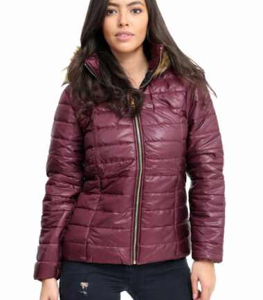 New-Womens-Wet-Look-Shiny-Quilted-Padded-Fur-Hooded-Zip-Up-Winter-Jacket-Coat New Womens Wet Look Shiny Quilted Padded Fur Hooded Zip Up Winter Jacket Coat