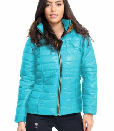 New-Womens-Wet-Look-Shiny-Quilted-Padded-Fur-Hooded-Zip-Up-Winter-Jacket-Coat New Womens Wet Look Shiny Quilted Padded Fur Hooded Zip Up Winter Jacket Coat