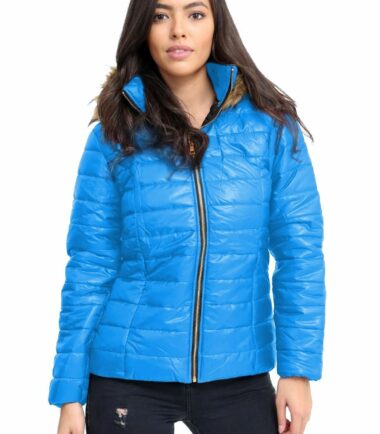 New-Womens-Wet-Look-Shiny-Quilted-Padded-Fur-Hooded-Zip-Up-Winter-Jacket-Coat New Womens Wet Look Shiny Quilted Padded Fur Hooded Zip Up Winter Jacket Coat