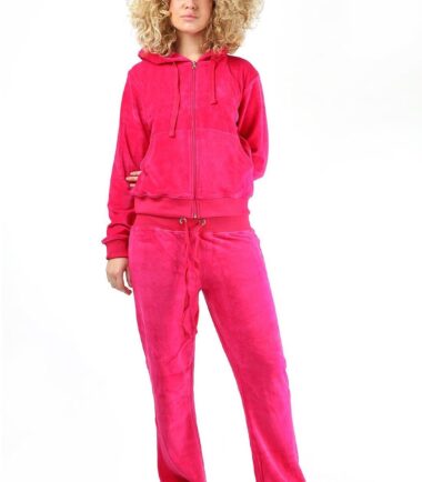 Womens Velvet Velour Hooded Lounge Wear Top Bottom 2 Pcs Suit Jogging Tracksuit