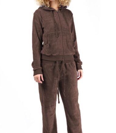 Womens Velvet Velour Hooded Lounge Wear Top Bottom 2 Pcs Suit Jogging Tracksuit