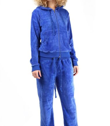Womens Velvet Velour Hooded Lounge Wear Top Bottom 2 Pcs Suit Jogging Tracksuit