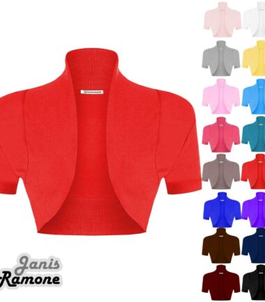 New Womens Ribbed Short Sleeve Plain Cotton Open Bolero Crop Shrug Cardigan Top
