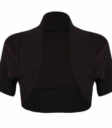 New-Womens-Ribbed-Short-Sleeve-Plain-Cotton-Open-Bolero-Crop-Shrug-Cardigan-Top New Womens Ribbed Short Sleeve Plain Cotton Open Bolero Crop Shrug Cardigan Top
