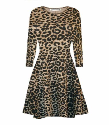 New Kids Girls Aztec Leopard Tartan Print Flared Long Sleeve Skater Swing Dress