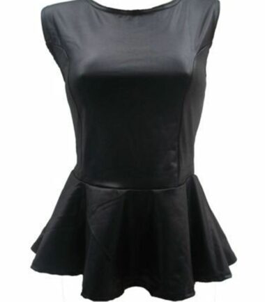 WOMENS LADIES PEPLUM SLEEVELESS SKATER TOP T-SHIRT VEST TOPS CELEB BODYCON
