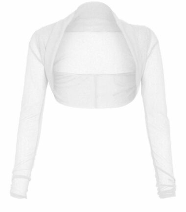 New Ladies Womens Sheer Mesh Chiffon Bolero Shrug Long Sleeve Crop Cardigan Tops