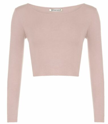 LADIES CREW NECK LONG SLEEVE CROP TOP T SHIRT TOPS WOMENS TOP 8-14