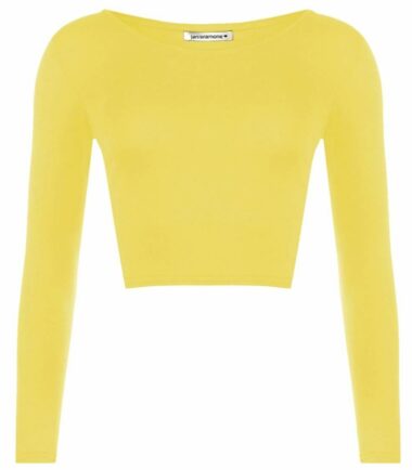 LADIES CREW NECK LONG SLEEVE CROP TOP T SHIRT TOPS WOMENS TOP 8-14