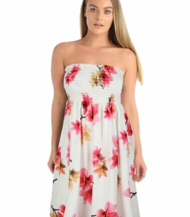 Womens-Boobtube-Bandeau-Strapless-Summer-Floral-Gather-Sheering-Dress-Mini-Tops Womens Boobtube Bandeau Strapless Summer Floral Gather Sheering Dress Mini Tops