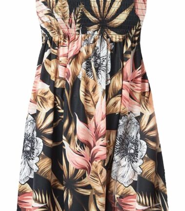 Womens-Boobtube-Bandeau-Strapless-Summer-Floral-Gather-Sheering-Dress-Mini-Tops Womens Boobtube Bandeau Strapless Summer Floral Gather Sheering Dress Mini Tops