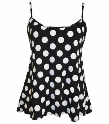 New Ladies Sleeveless Camisole Womens Printed Strappy Flared Swing Cami Vest Top