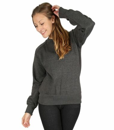 Womens Plain Long Sleeve Crew Neck Fleece Sweatshirt Casual Pullover Jumper Top