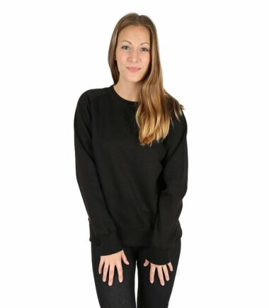 Womens Plain Long Sleeve Crew Neck Fleece Sweatshirt Casual Pullover Jumper Top
