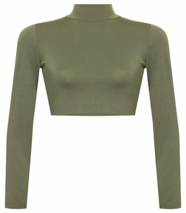 LADIES-TURTLE-POLO-NECK-LONG-SLEEVE-CROP-TOP-T-SHIRT-TOPS-WOMENS-TOP-8-14 LADIES TURTLE POLO NECK LONG SLEEVE CROP TOP T SHIRT TOPS WOMENS TOP 8-14