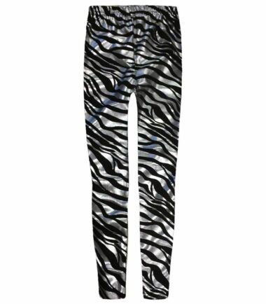 New Kids Girls Zebra Print Metallic Shiny Slim Fit Disco Leggings Trousers Pants