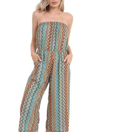 Womens Printed Plain Floral Bandeau Bardot Boobtube Playsuit Jumpsuit Culottes