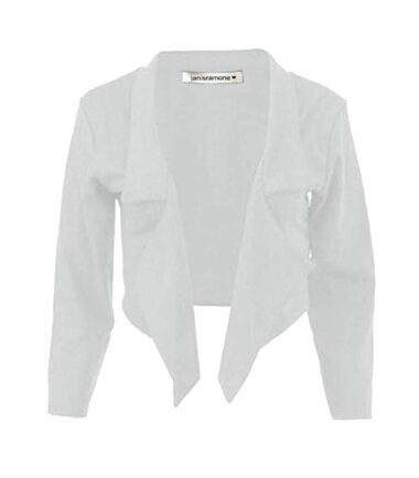 New Womens Plain 3/4 Sleeve Open Front Waterfall Style Crop Blazer Coat ShortTop