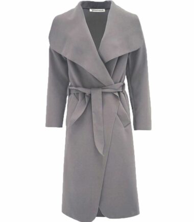 New-Womens-Italian-Drape-French-Belted-Waterfall-Long-Duster-Coat-Trench-Jacket New Womens Italian Drape French Belted Waterfall Long Duster Coat Trench Jacket