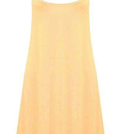 New Women Ladies Sleeveless Plain Hanky Hem Flare Long Cami Swing Dress Vest Top