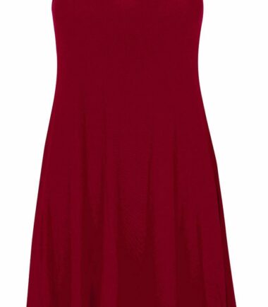 New Women Ladies Sleeveless Plain Hanky Hem Flare Long Cami Swing Dress Vest Top