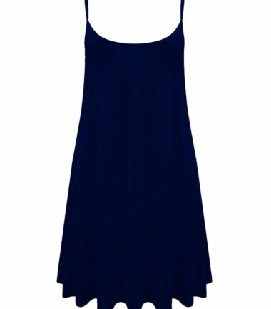 New Women Ladies Sleeveless Plain Hanky Hem Flare Long Cami Swing Dress Vest Top