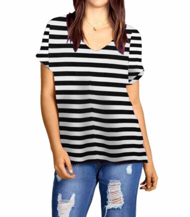 New-Women-Ladies-Printed-V-Neck-Turn-Up-Short-Sleeve-Loose-Baggy-Fit-T-Shirt-Top New Women Ladies Printed V Neck Turn Up Short Sleeve Loose Baggy Fit T Shirt Top