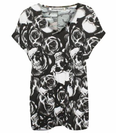 New-Women-Ladies-Printed-V-Neck-Turn-Up-Short-Sleeve-Loose-Baggy-Fit-T-Shirt-Top New Women Ladies Printed V Neck Turn Up Short Sleeve Loose Baggy Fit T Shirt Top