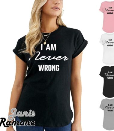 Womens Ladies Never Wrong Turn Up Cap Sleeve Baggy T-Shirt Summer Curve Hem Tops
