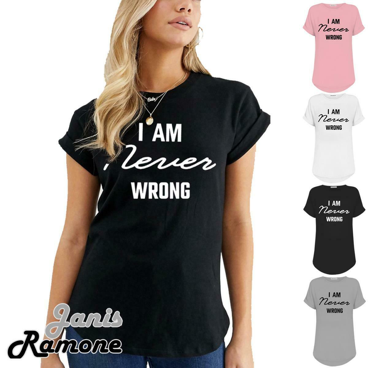 Womens-Ladies-Never-Wrong-Turn-Up-Cap-Sleeve-Baggy-T-Shirt-Summer-Curve-Hem-Tops Womens Ladies Never Wrong Turn Up Cap Sleeve Baggy T-Shirt Summer Curve Hem Tops