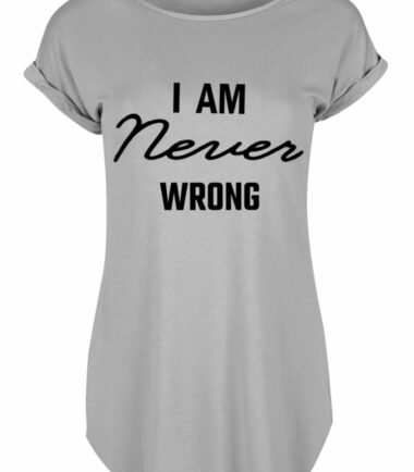 Womens Ladies Never Wrong Turn Up Cap Sleeve Baggy T-Shirt Summer Curve Hem Tops