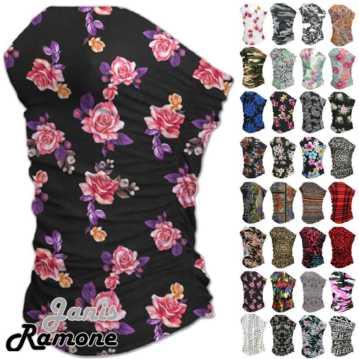 Womens-Printed-Ruched-Bandeau-Boob-Tube-Strapless-Sleeveless-Vest-T-Shirt-Top Womens Printed Ruched Bandeau Boob Tube Strapless Sleeveless Vest T-Shirt Top