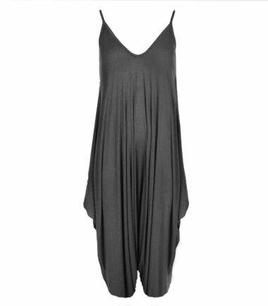 Womens Strappy Plain Cami Jumpsuit Italian Drape Baggy Harem Lagenlook Playsuit