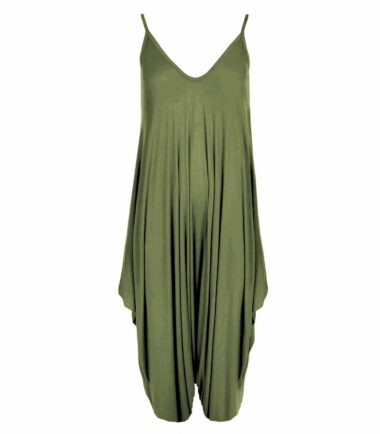Womens Strappy Plain Cami Jumpsuit Italian Drape Baggy Harem Lagenlook Playsuit