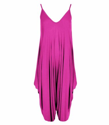 Womens Strappy Plain Cami Jumpsuit Italian Drape Baggy Harem Lagenlook Playsuit