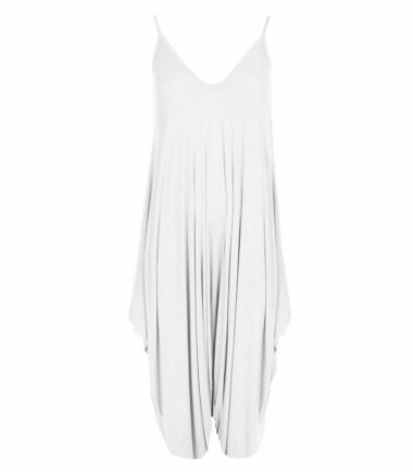Womens Strappy Plain Cami Jumpsuit Italian Drape Baggy Harem Lagenlook Playsuit
