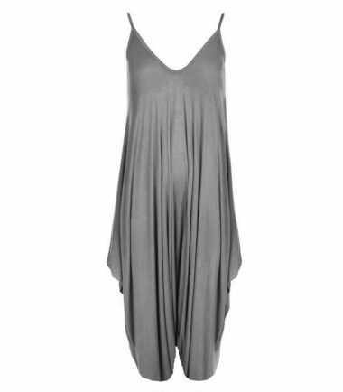Womens Strappy Plain Cami Jumpsuit Italian Drape Baggy Harem Lagenlook Playsuit