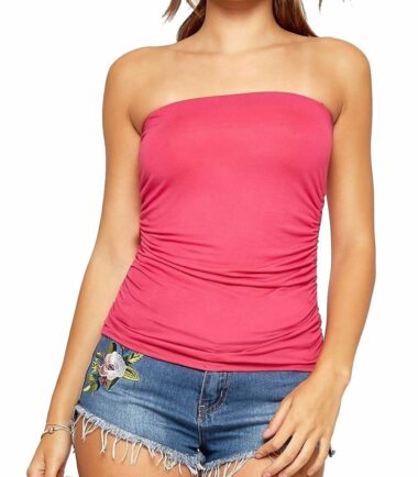 New-Womens-Plain-Boobtube-Bandeau-Strapless-Side-Ruched-Summer-Vest-T-Shirt-Top New Womens Plain Boobtube Bandeau Strapless Side Ruched Summer Vest T-Shirt Top