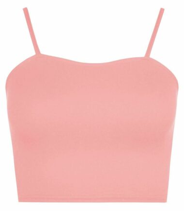 New Womens Plain Strappy Cami Basic Bralet Gym Sports Running Crop Bra Vest Top