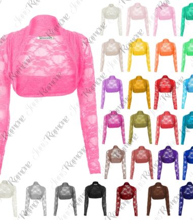 New Womens Long Sleeve Floral Lace Shrug Open Front Bolero Cropped Cardigan Top
