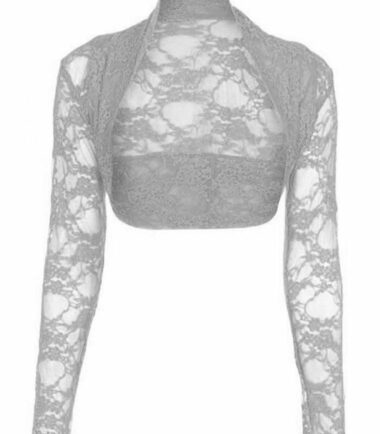 New Womens Long Sleeve Floral Lace Shrug Open Front Bolero Cropped Cardigan Top