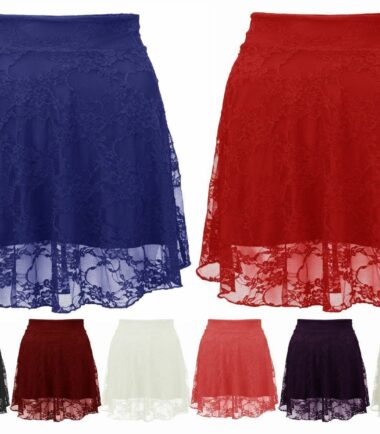New Ladies Plus Size Floral Lace Skater Skirt Womens Flare Mini Skirt Size 8 -22