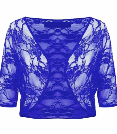 New-Womens-Floral-Lace-See-Through-3/4-Sleeve-Bolero-Cardigan-Cropped-Shrug-Top New Womens Floral Lace See Through 3/4 Sleeve Bolero Cardigan Cropped Shrug Top