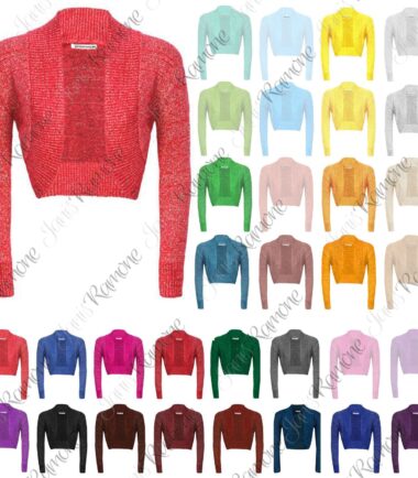 New-Womens-Long-Sleeve-Shiny-Lurex-Knitted-Bolero-Shrug-Crop-Cardigan-Short-Top New Womens Long Sleeve Shiny Lurex Knitted Bolero Shrug Crop Cardigan Short Top