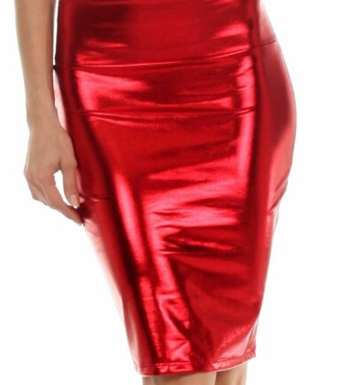 New-Women-High-Waist-Wetlook-PVC-Leather-Shiny-Metallic-Liquid-Pencil-Midi-Skirt New Women High Waist Wetlook PVC Leather Shiny Metallic Liquid Pencil Midi Skirt