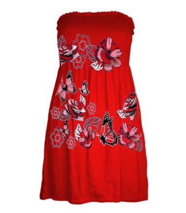 New-Womens-Butterfly-Floral-Print-Bandeau-Boobtube-Sheering-Flare-Mini-Dress-Top New Womens Butterfly Floral Print Bandeau Boobtube Sheering Flare Mini Dress Top